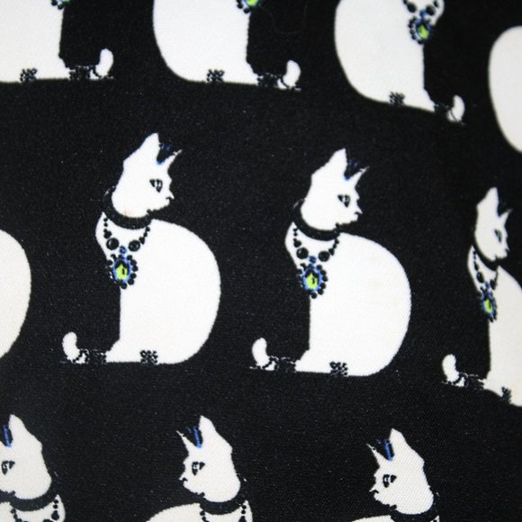 FIVE PLUS Skirt Skater Cat Print Mini Black with White Embellished X-Small - Picture 2 of 13
